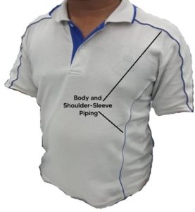 sample t-shirt with body piping